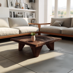 Farmhouse Abstract Wooden Coffee Table For Living Room