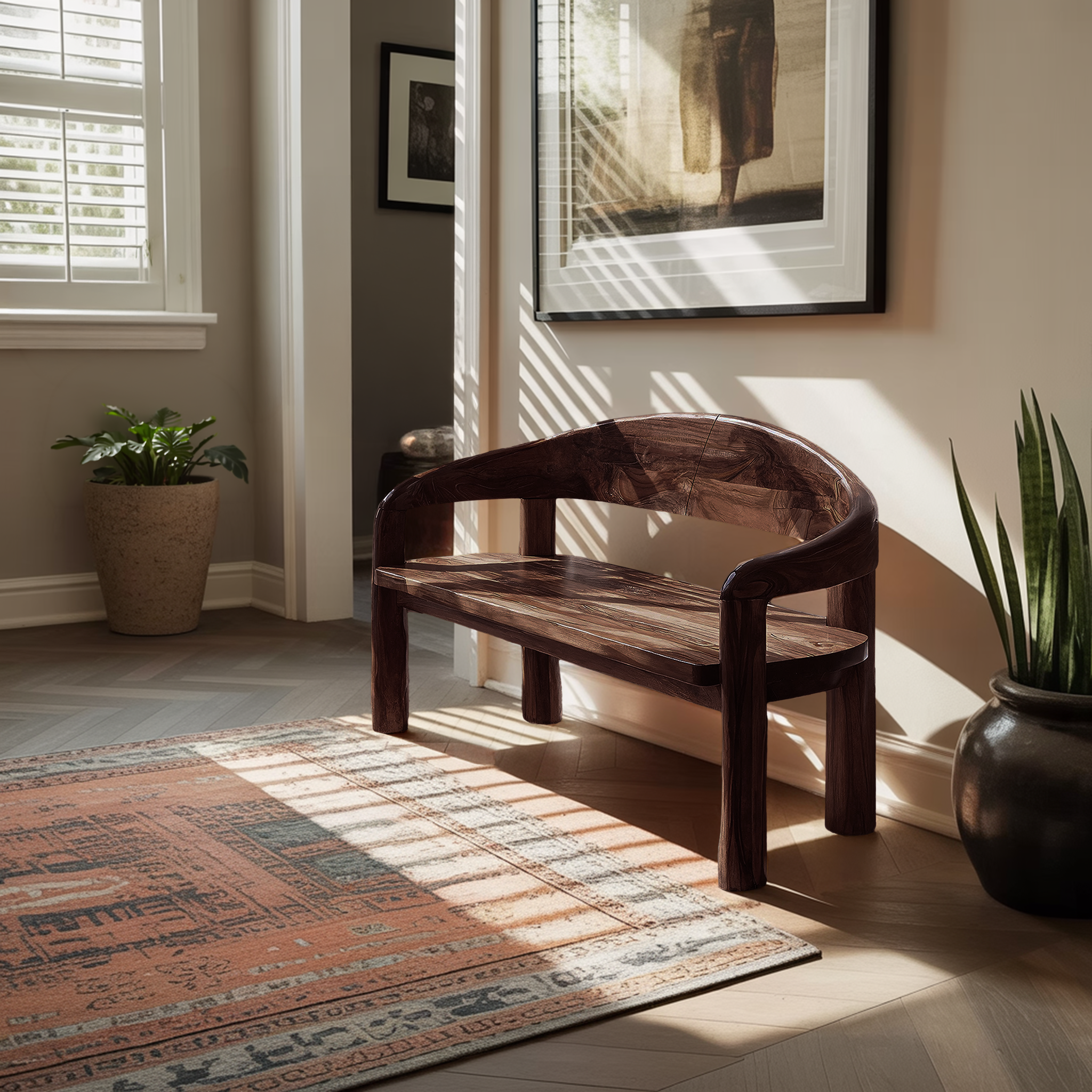 Solid Wood Live Edge Entryway Bench For Modern Interiors