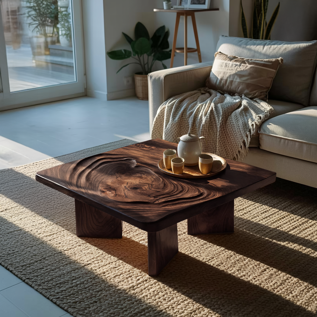 Mid Century Irregular Wooden Table For Furniture Decor