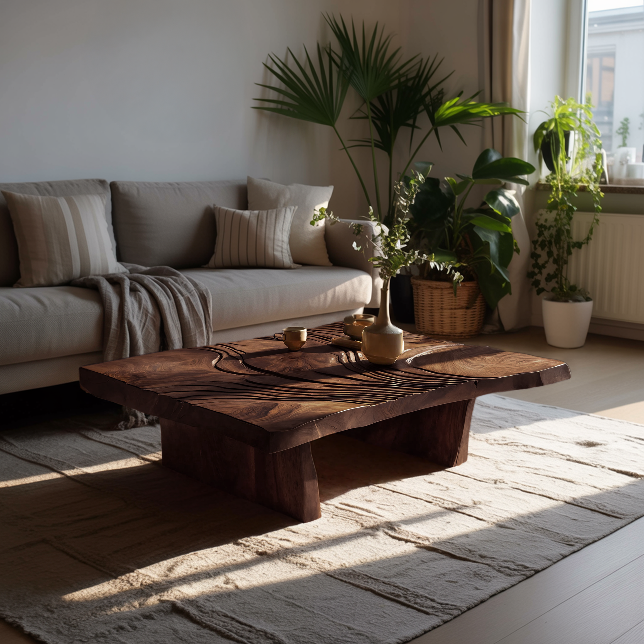 Modern Abstract Wooden Coffee Table For Entryway Decor