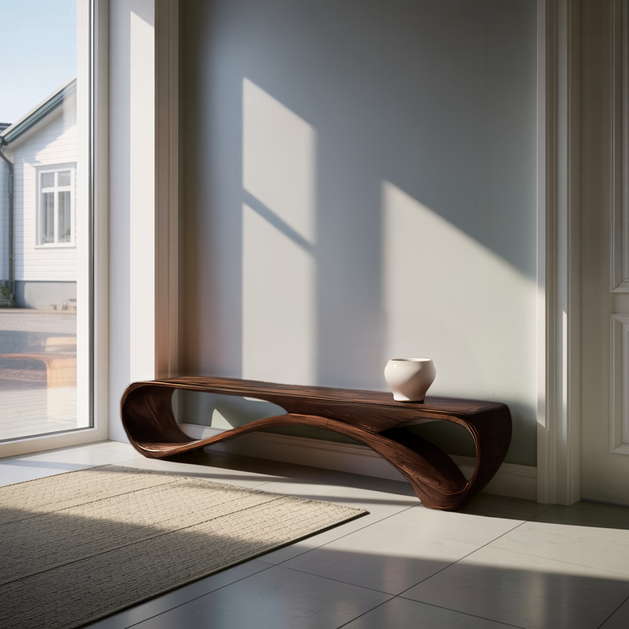 Modern Curved Bench Sculpture For Hallway Furniture