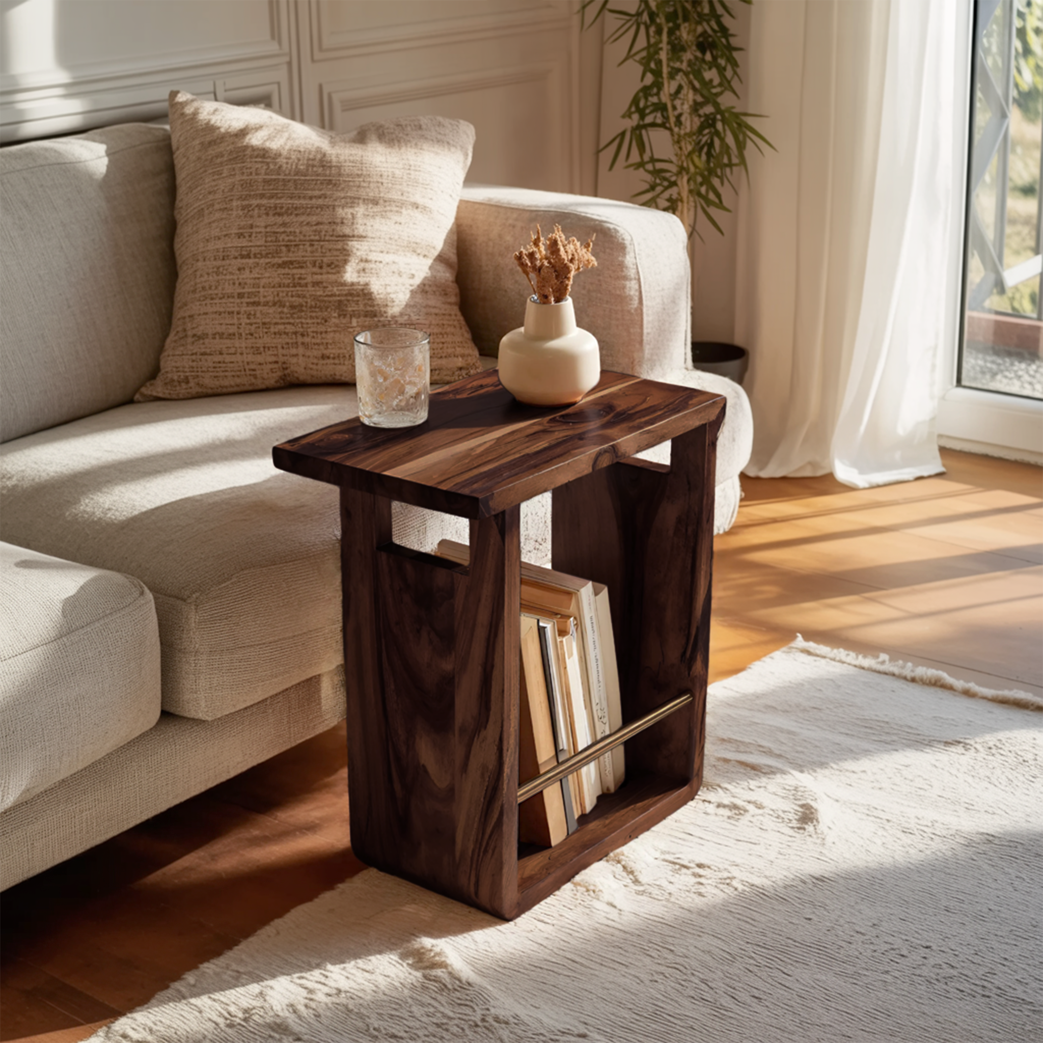 Modern Solid Wood Side Table For Living Room Setup