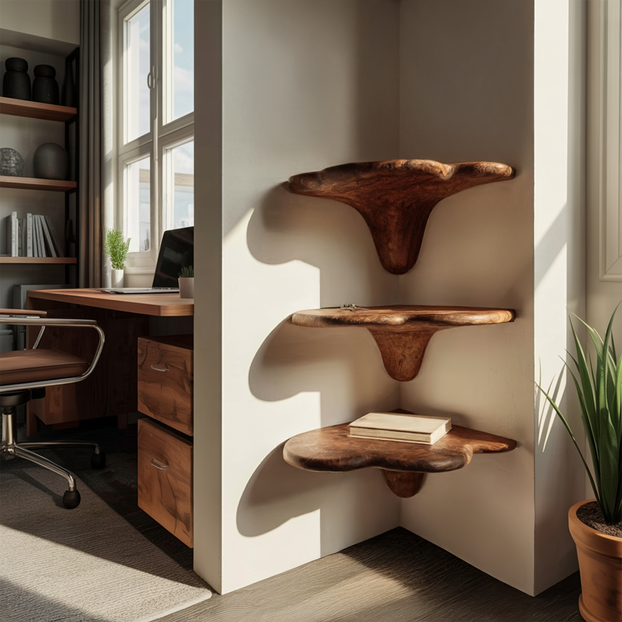 Farmhouse Solid Wood Mushroom Shelf For Living Room Furniture Design