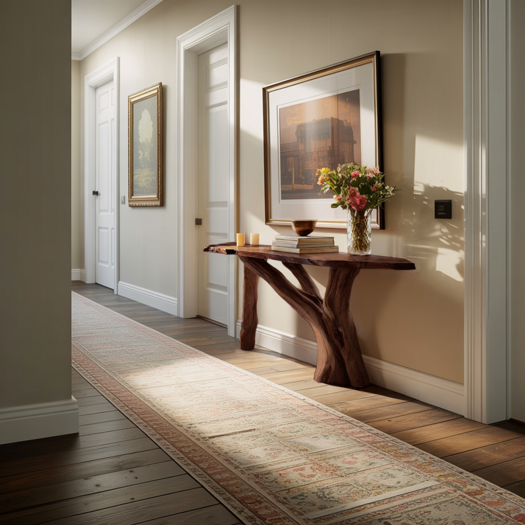 Farmhouse Solid Wood Console Table Live Edge For Bedroom Decor