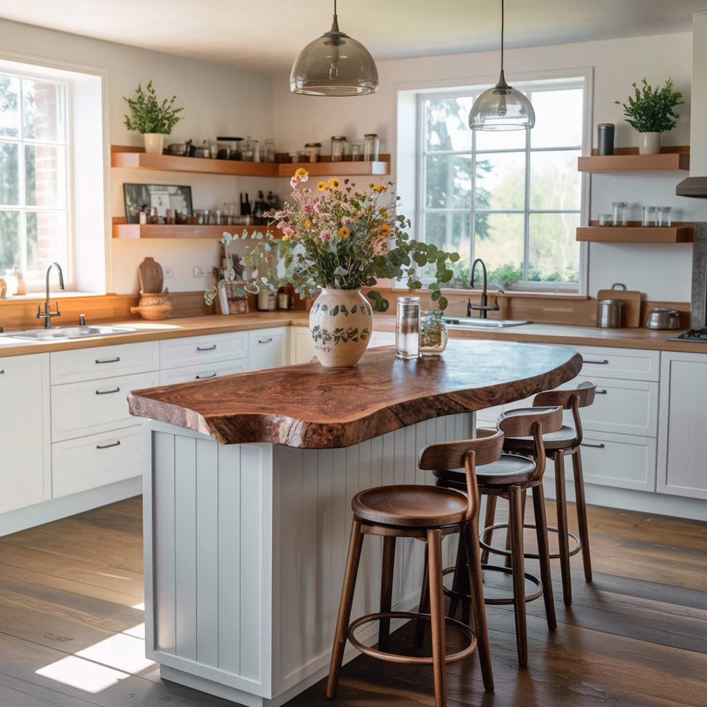 Handcrafted Live Edge Countertop Custom Kitchen Surfaces