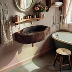 Handcrafted Wall Mounted Wooden Bathroom Sink For Bathroom Furniture Decor