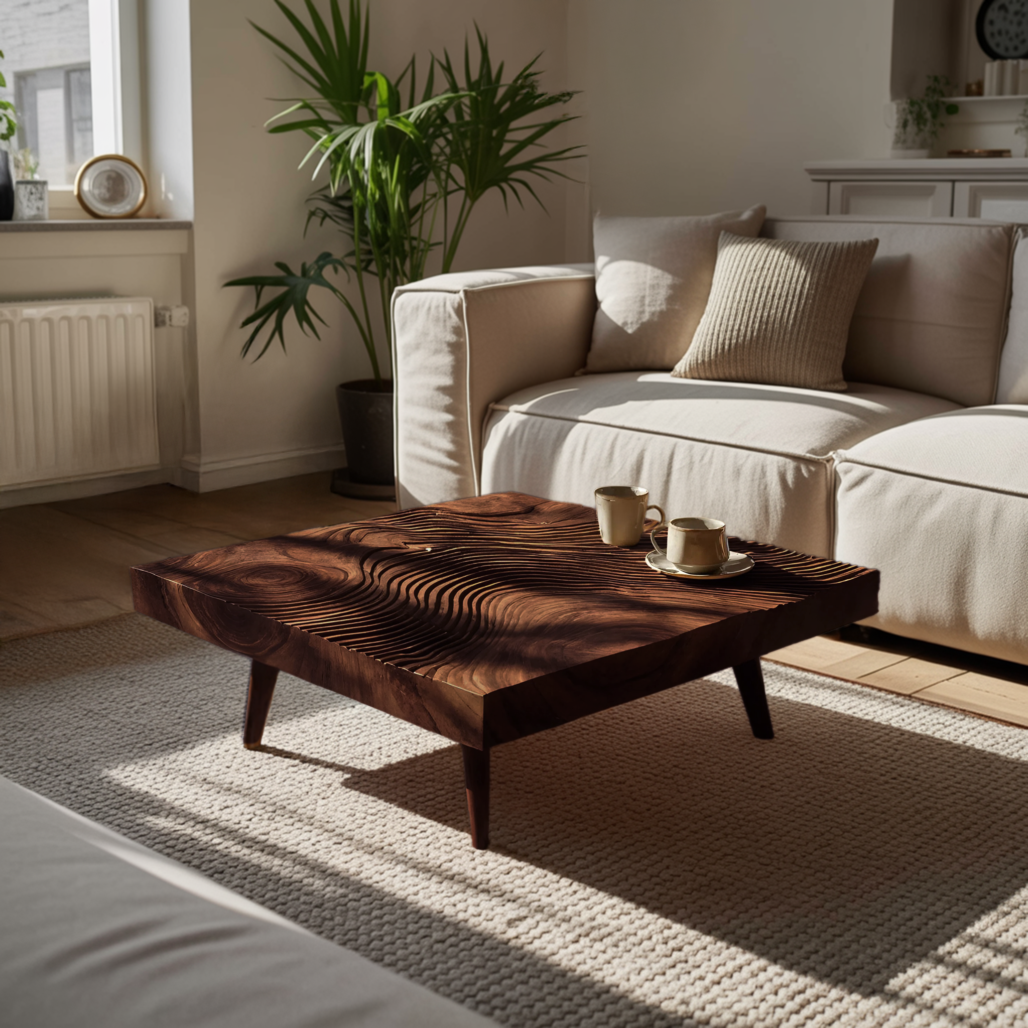 Farmhouse Irregular Wooden Coffee Table For Furniture Decor