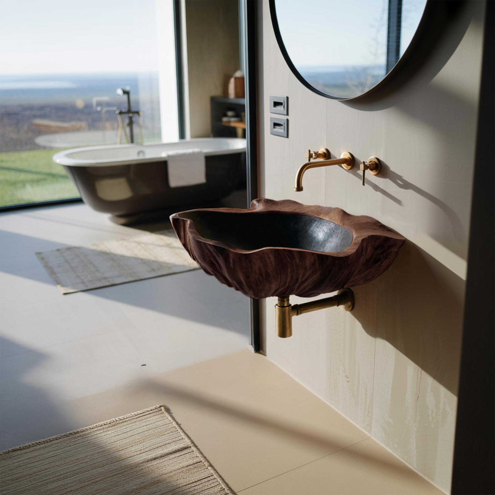 Modern Wall Mounted Wooden Bathroom Sink For Sleek Bathroom Furniture