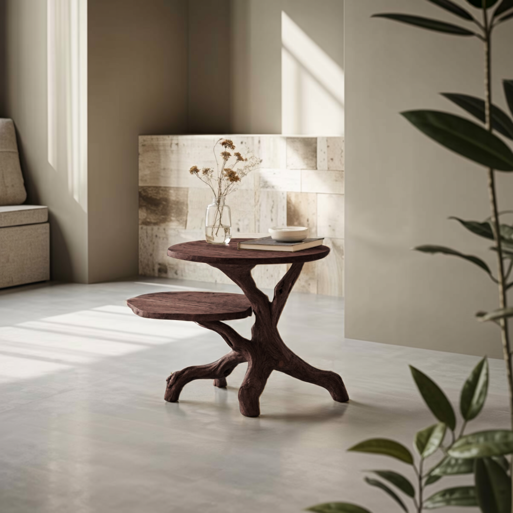 Rustic Round End Table Cozy Living Room Style