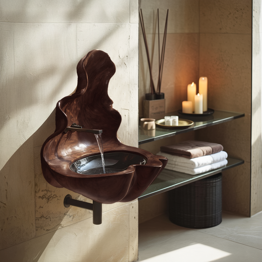 Handcrafted Wooden Live Edge Wood Basin For Artistic Furniture Decor