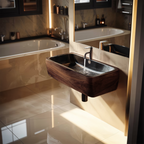 Modern Solid Wood Wash Basin For Spa Inspired Bathroom Decor