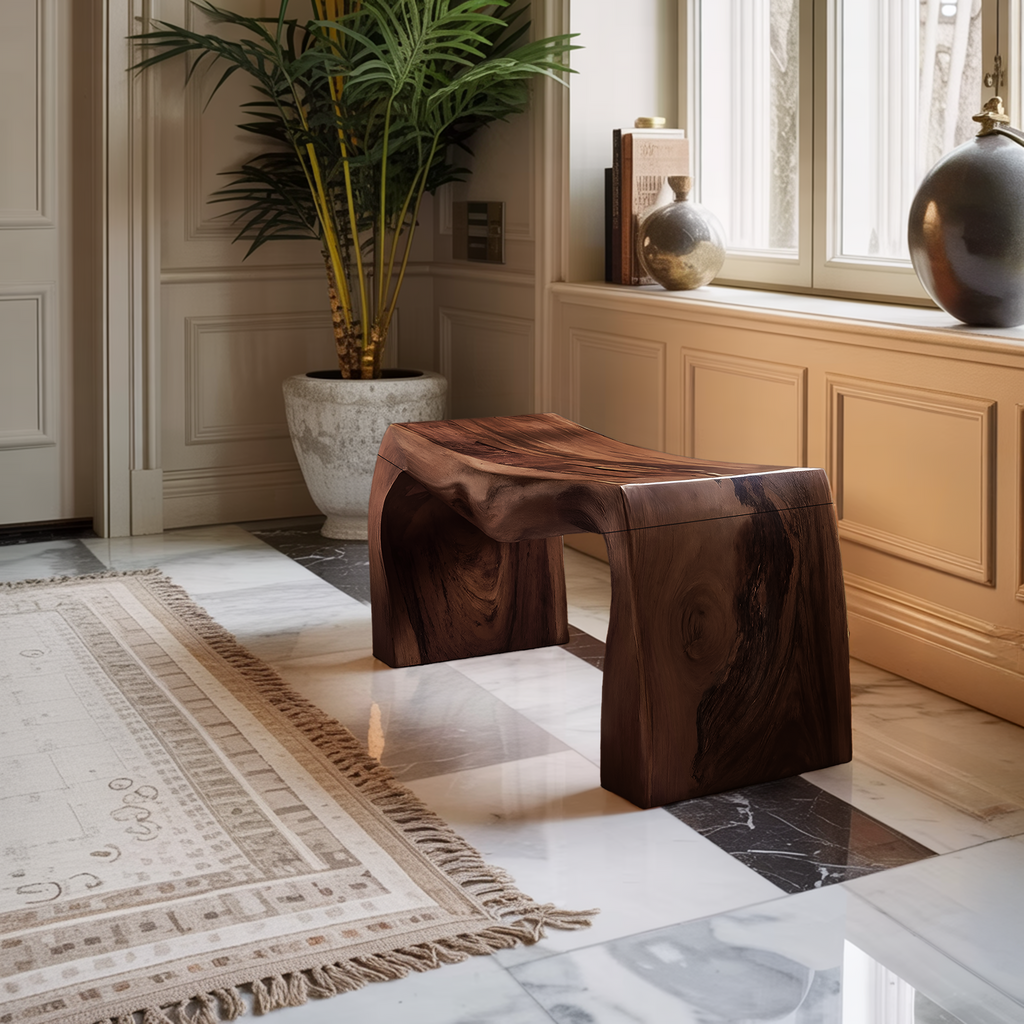 Live Edge Wooden Bench For Entryway Seating And Display