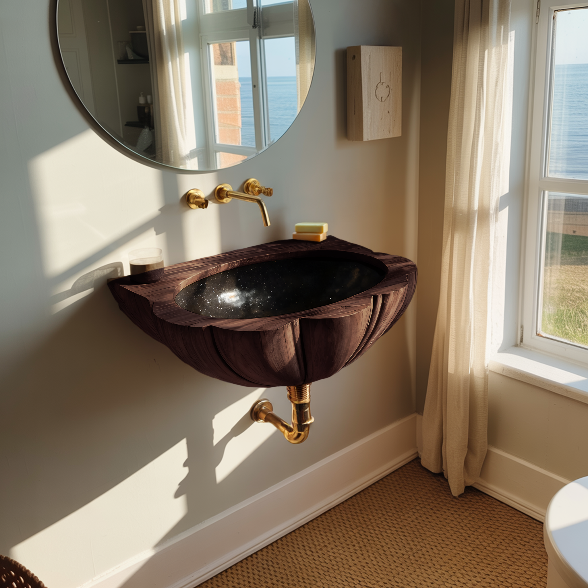 Mid Century Wall Mounted Wooden Bathroom Sink For Stylish Bathroom Decor