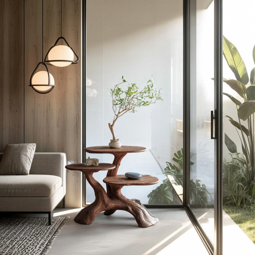 Handcrafted Solid Wood End Table Entryway Design