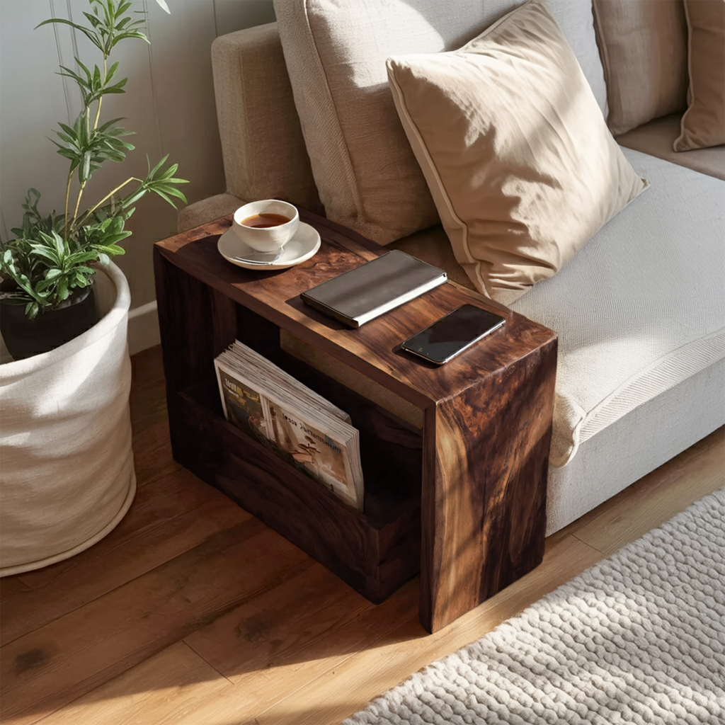 Farmhouse Wooden Side Table For Sofa And Lounge Area