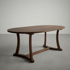 Wooden dining table with a minimalist design on a gray background