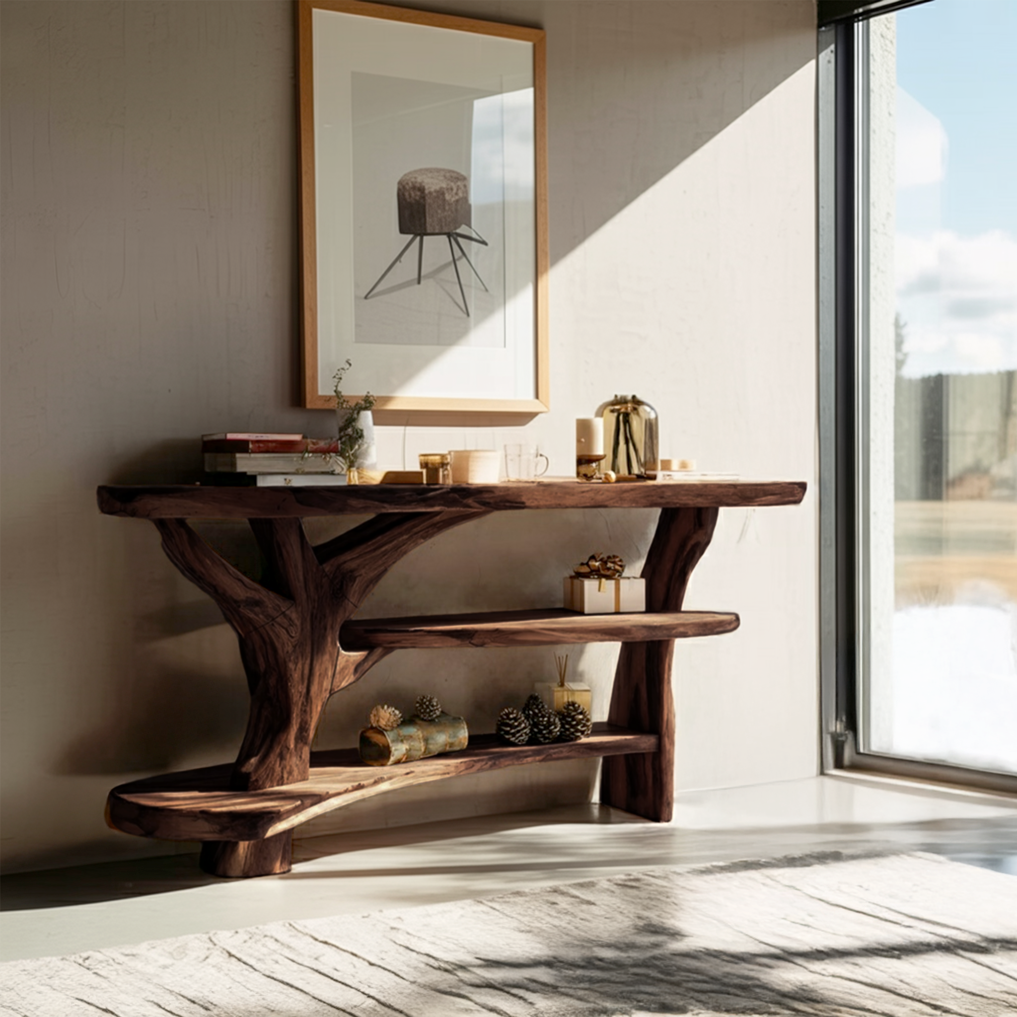 Farmhouse Wooden Live Edge Console Table For Entryway Furniture Design