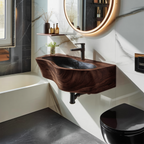 Modern Wall Mounted Wooden Bathroom Sink For Compact Bathroom Design