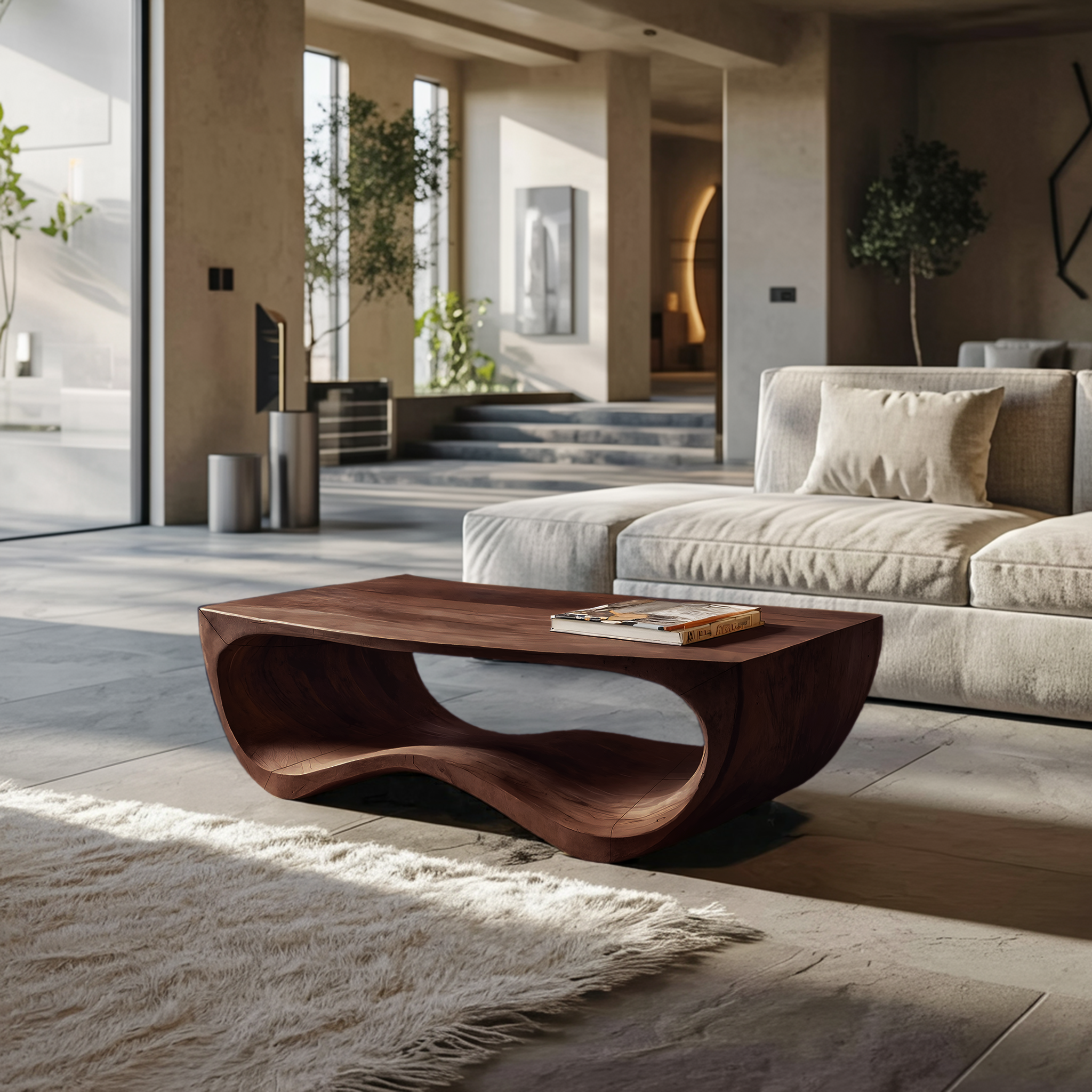 Artistic Sculptural Curved Coffee Table For Living Room