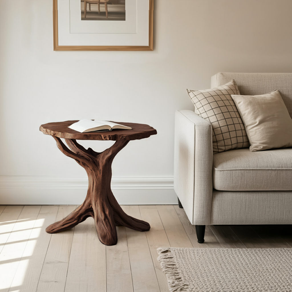 Farmhouse Round End Table For Entryway Design Stylish Furniture Decor