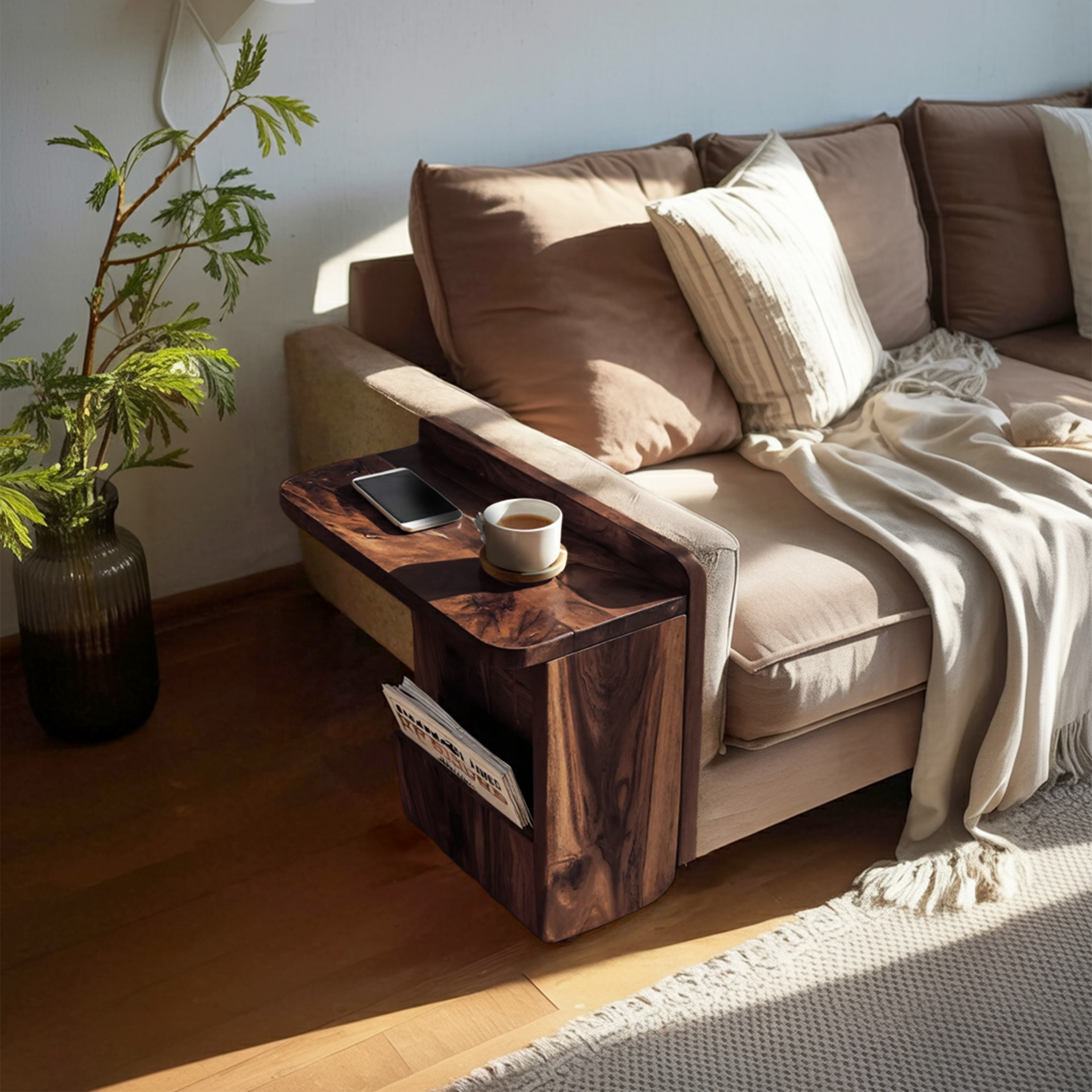 Handcrafted Solid Wood Side Table For Furniture Decor