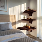 Handcrafted Wooden Live Edge Mushroom Shelf For Modern Furniture Decor