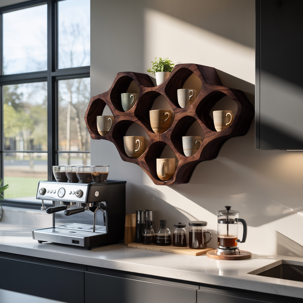 Modern Honeycomb Wood Shelf For Pantry Organization