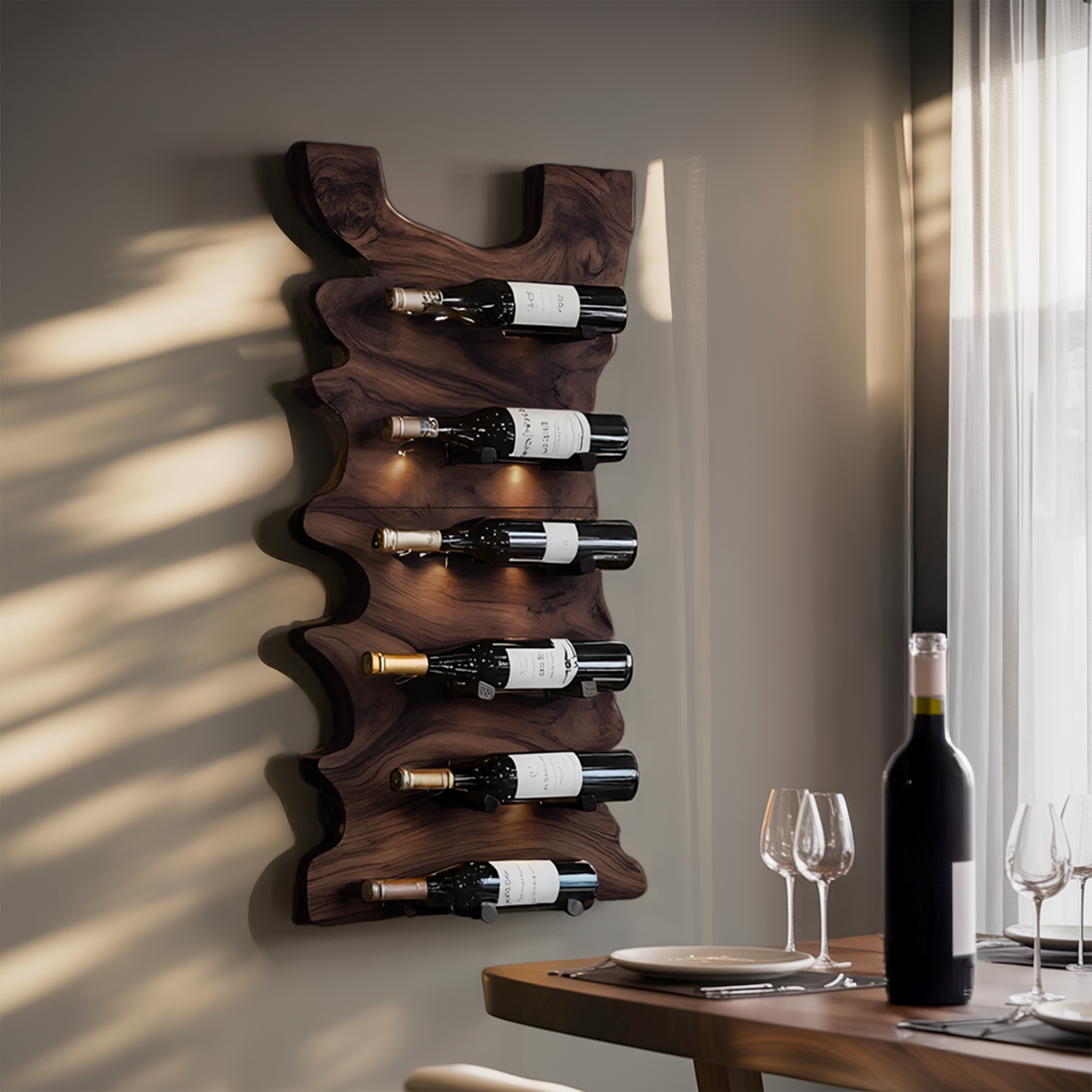 Handcrafted Live Edge Wine Holder For Entryway Design Ideas