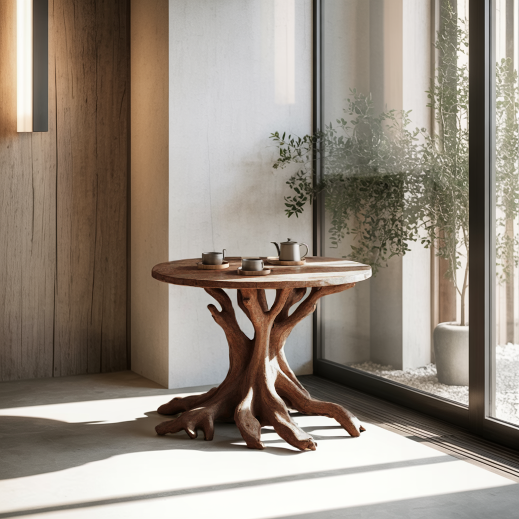 Farmhouse Round End Table Small Space Solution
