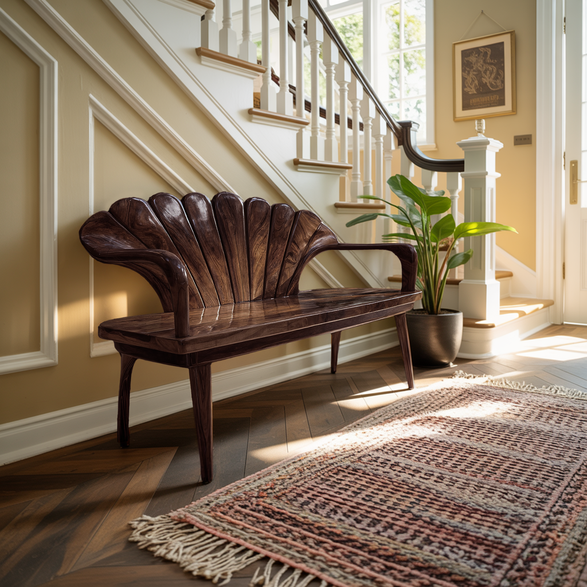 Handcrafted Wooden Bench For Entryway Hallway Seating