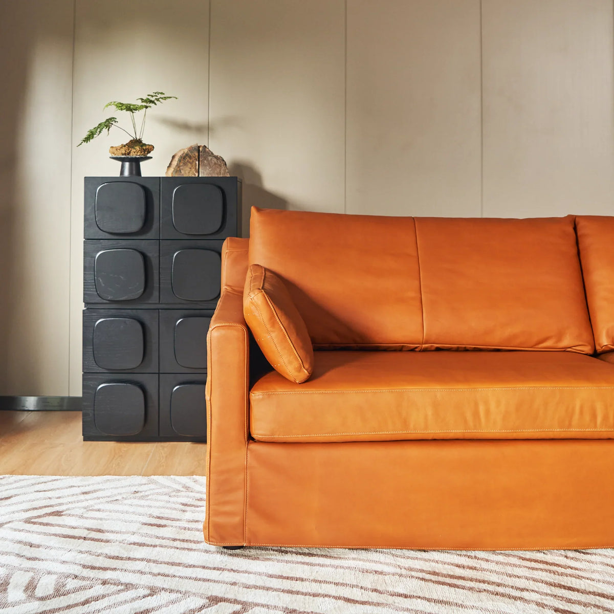 Mercury Warm Cognac Sofa 95"