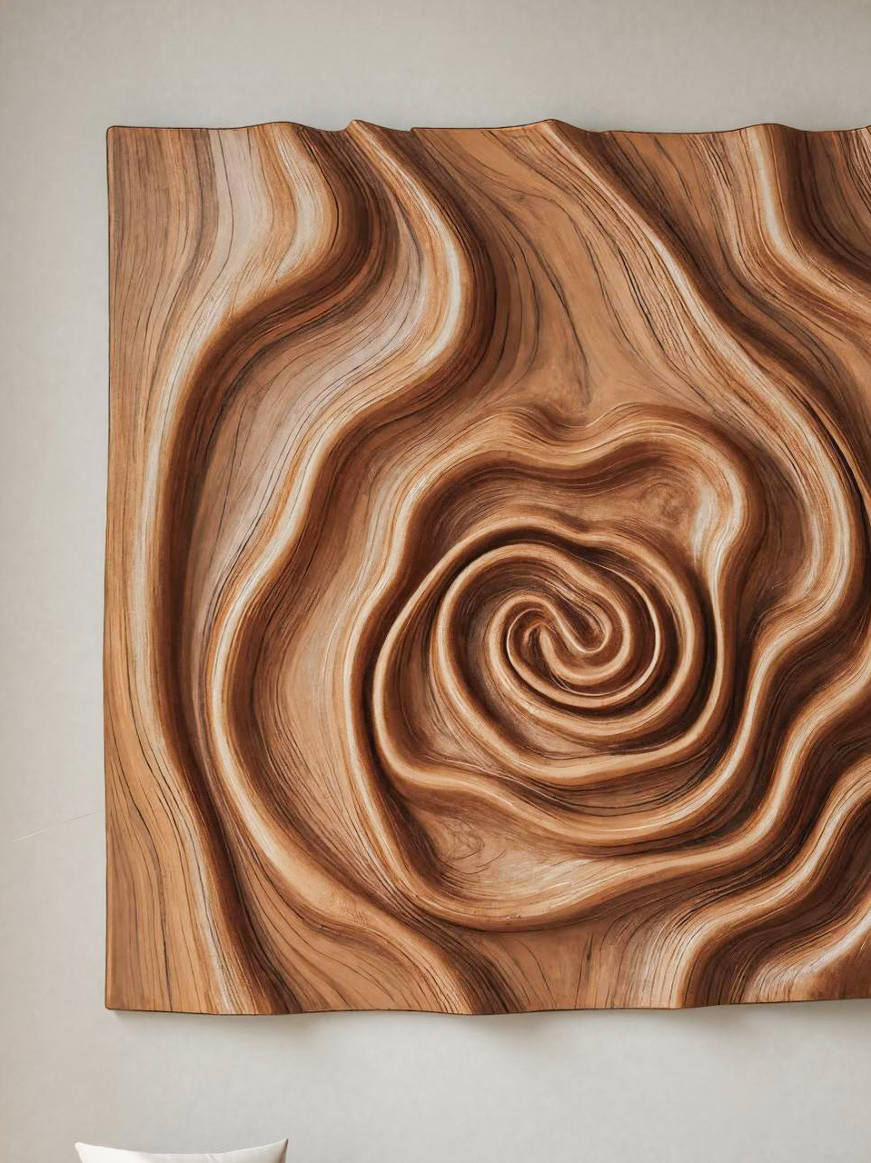 Organic Wall Sculpture With Spiral Design For Living Room