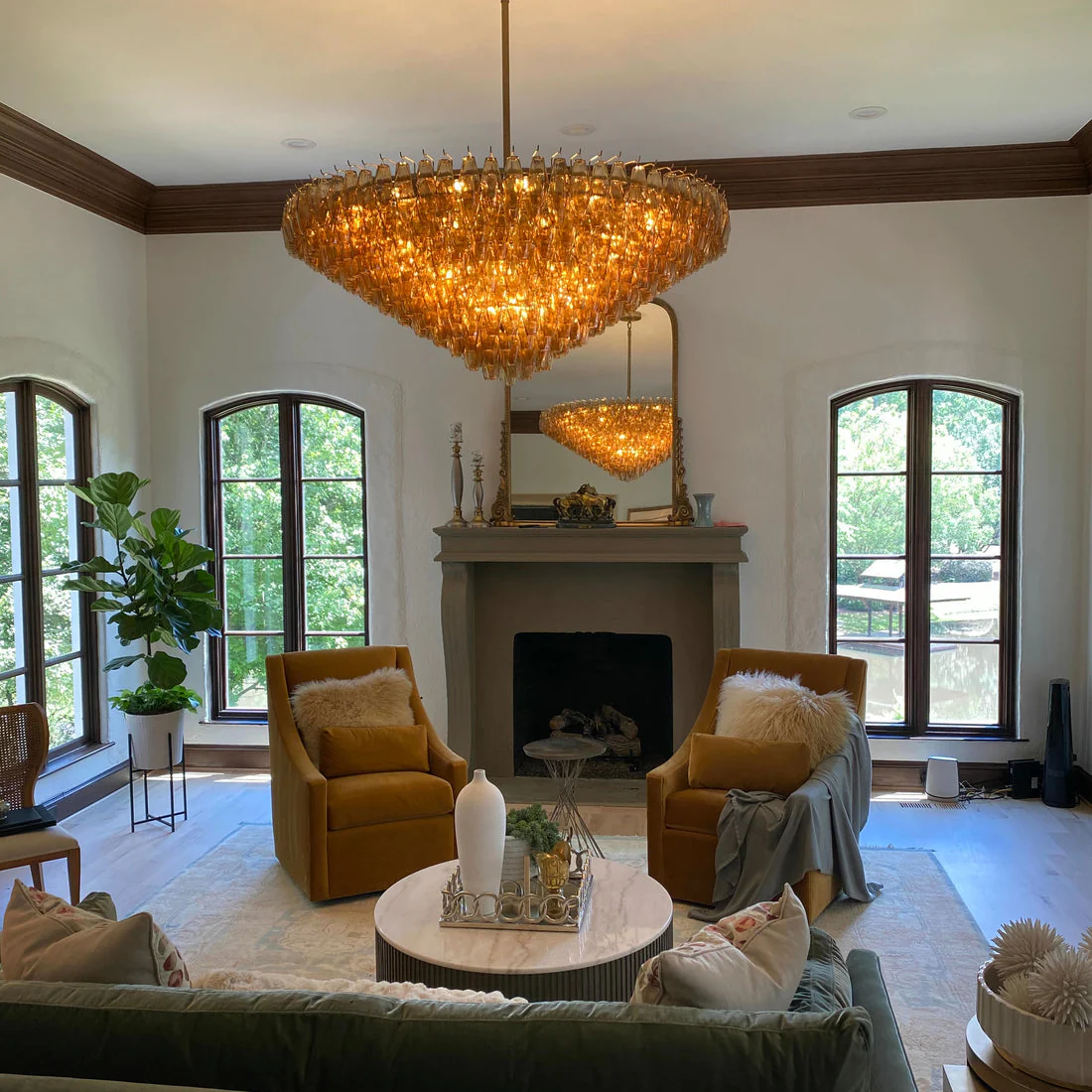 Chiara Murano Glass Tiered Round Chandelier 62"