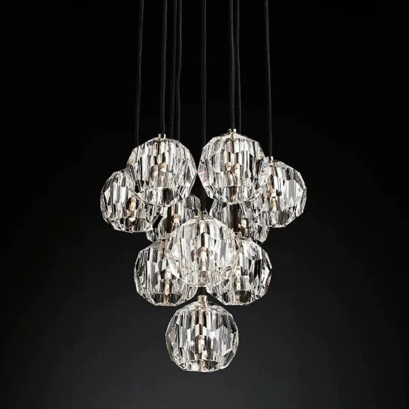 Boule De Radiant Crystal Cluster Chandelier 14"