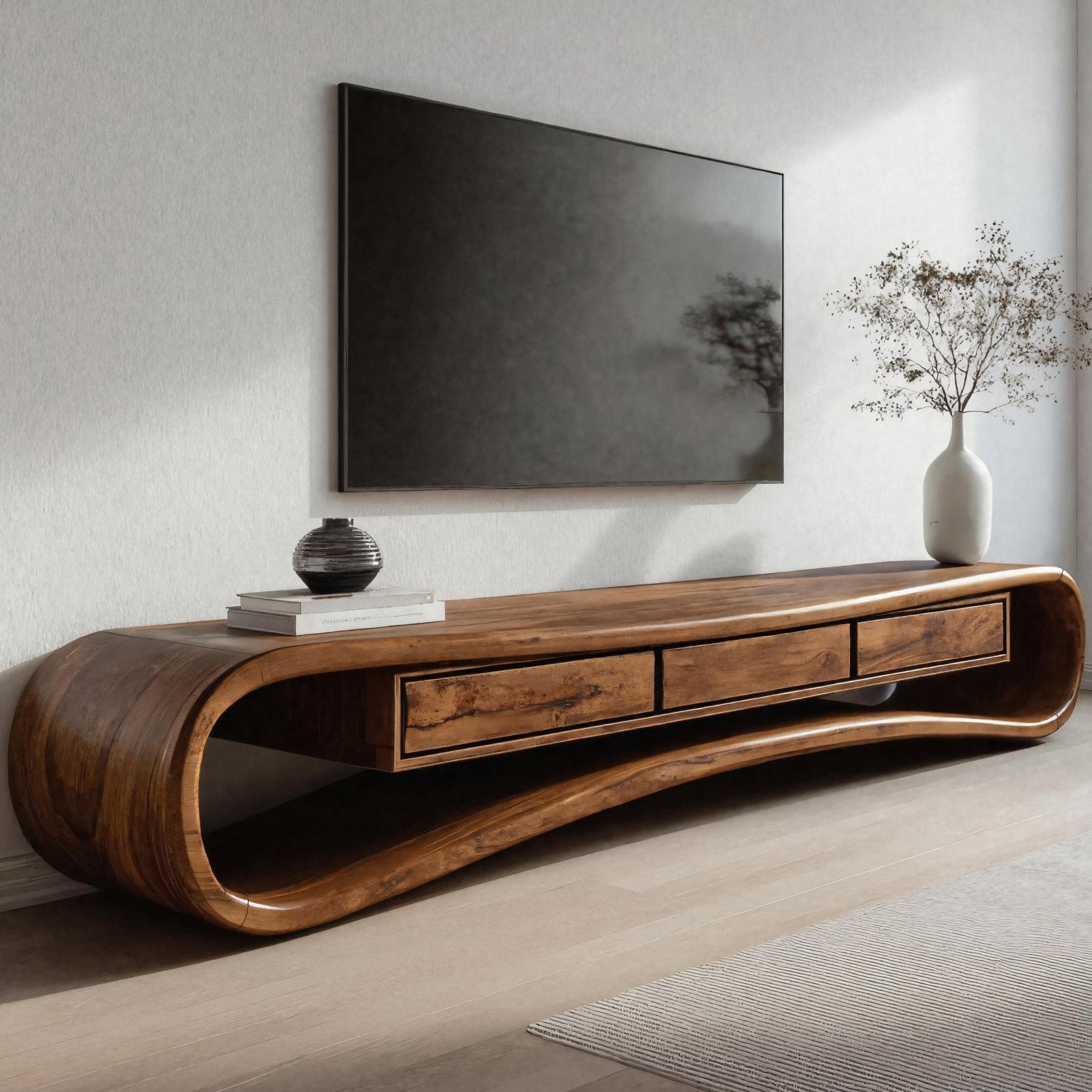 Minimalist Live Edge TV Stand For Living Room
