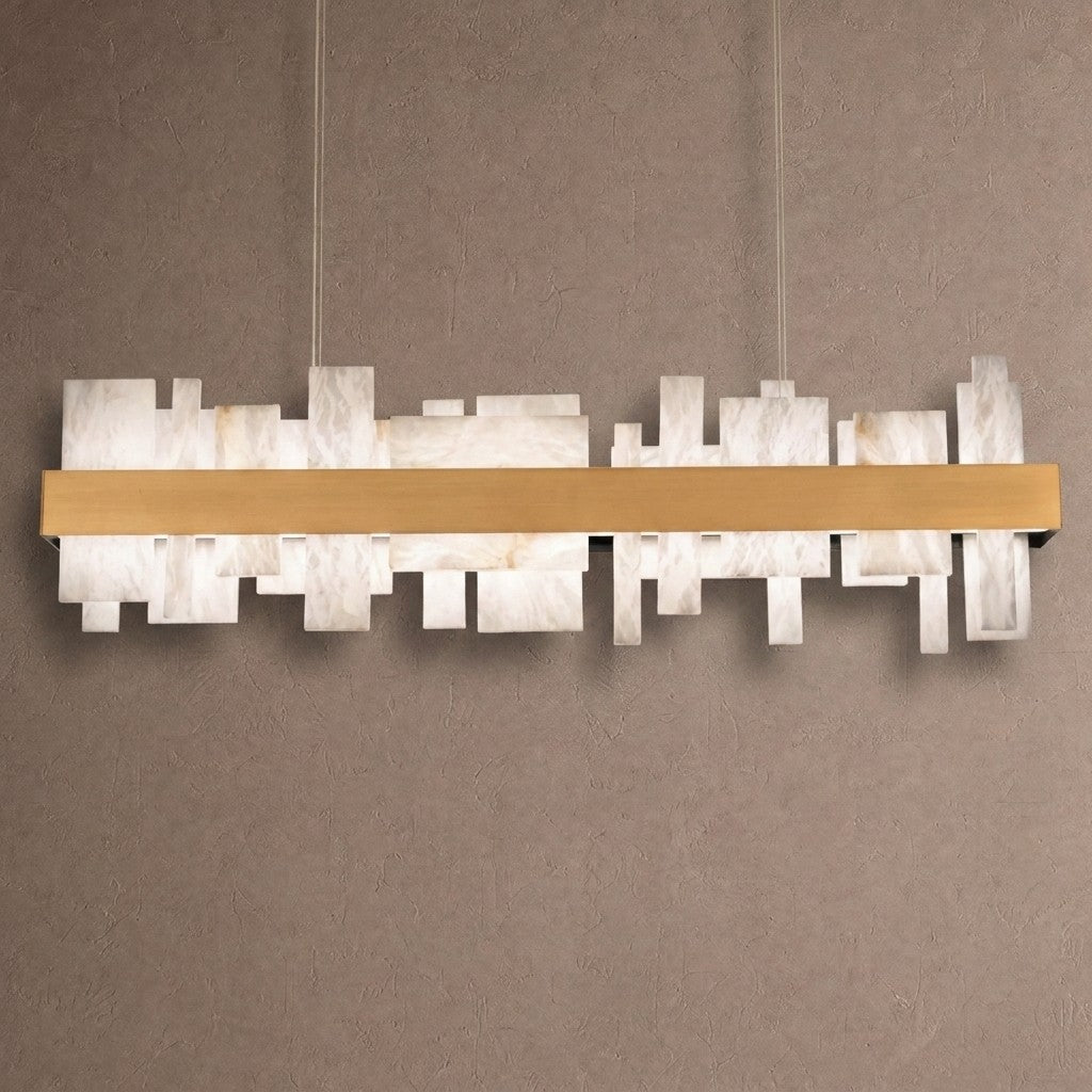 Acropolis 46in LED Linear Alabaster Chandelier - Brushed Nickelcasivra