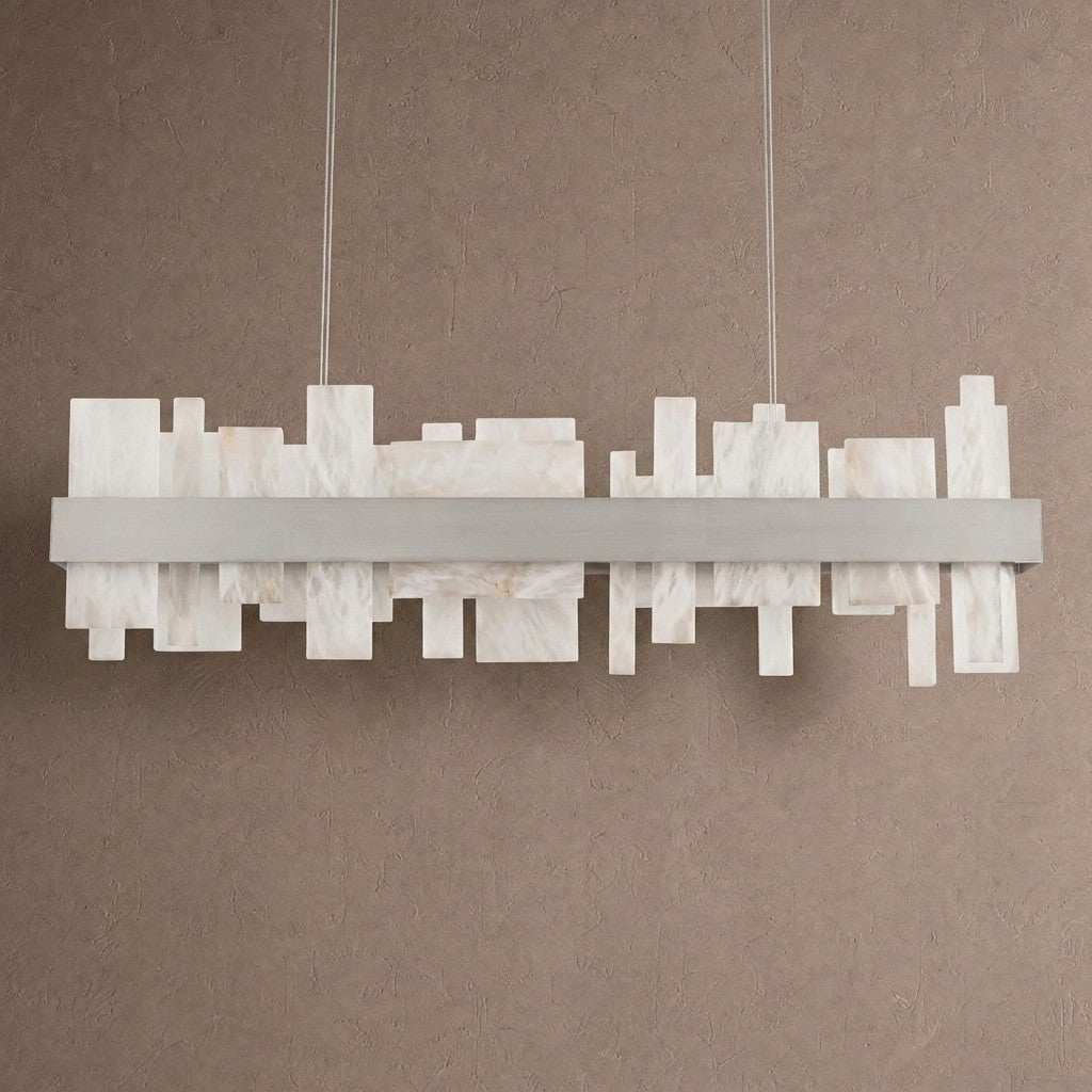 Acropolis 46in LED Linear Alabaster Chandelier - Brushed Nickelcasivra