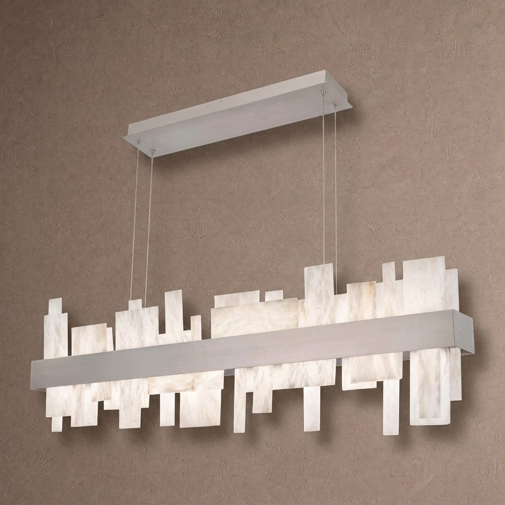 Acropolis 46in LED Linear Alabaster Chandelier - Brasscasivra
