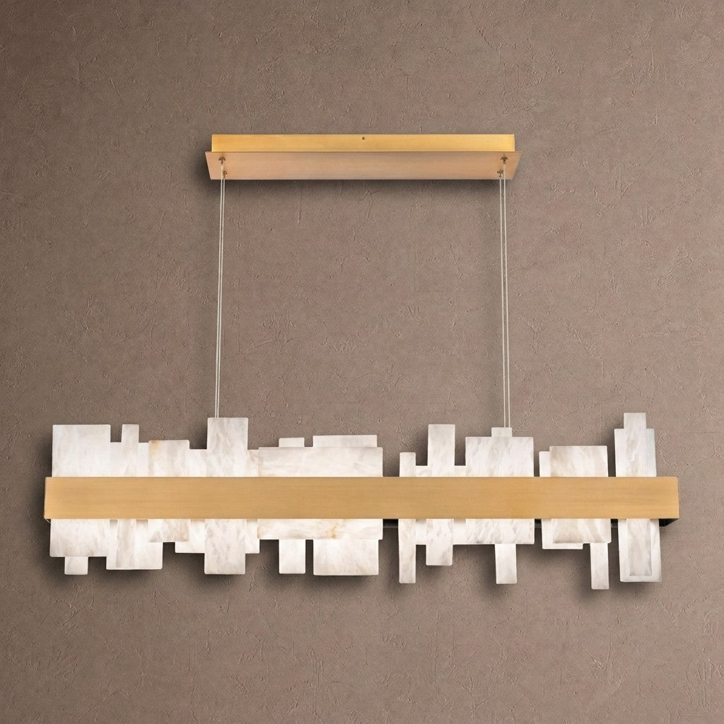 Acropolis 46in LED Linear Alabaster Chandelier - Brushed Nickelcasivra