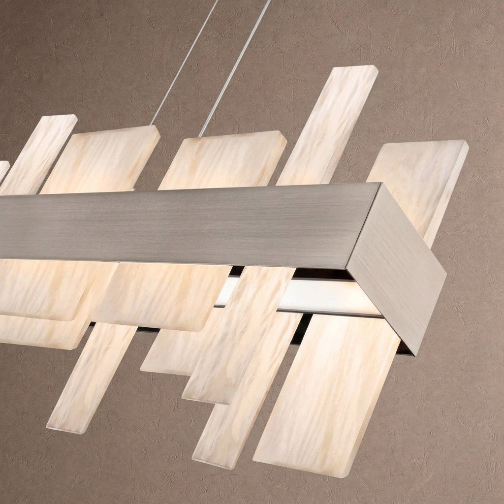 Acropolis 46in LED Linear Alabaster Chandelier - Brasscasivra