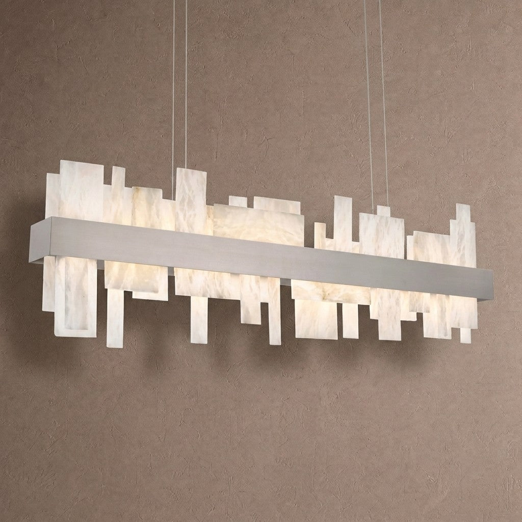 Acropolis 46in LED Linear Alabaster Chandelier - Brushed Nickelcasivra