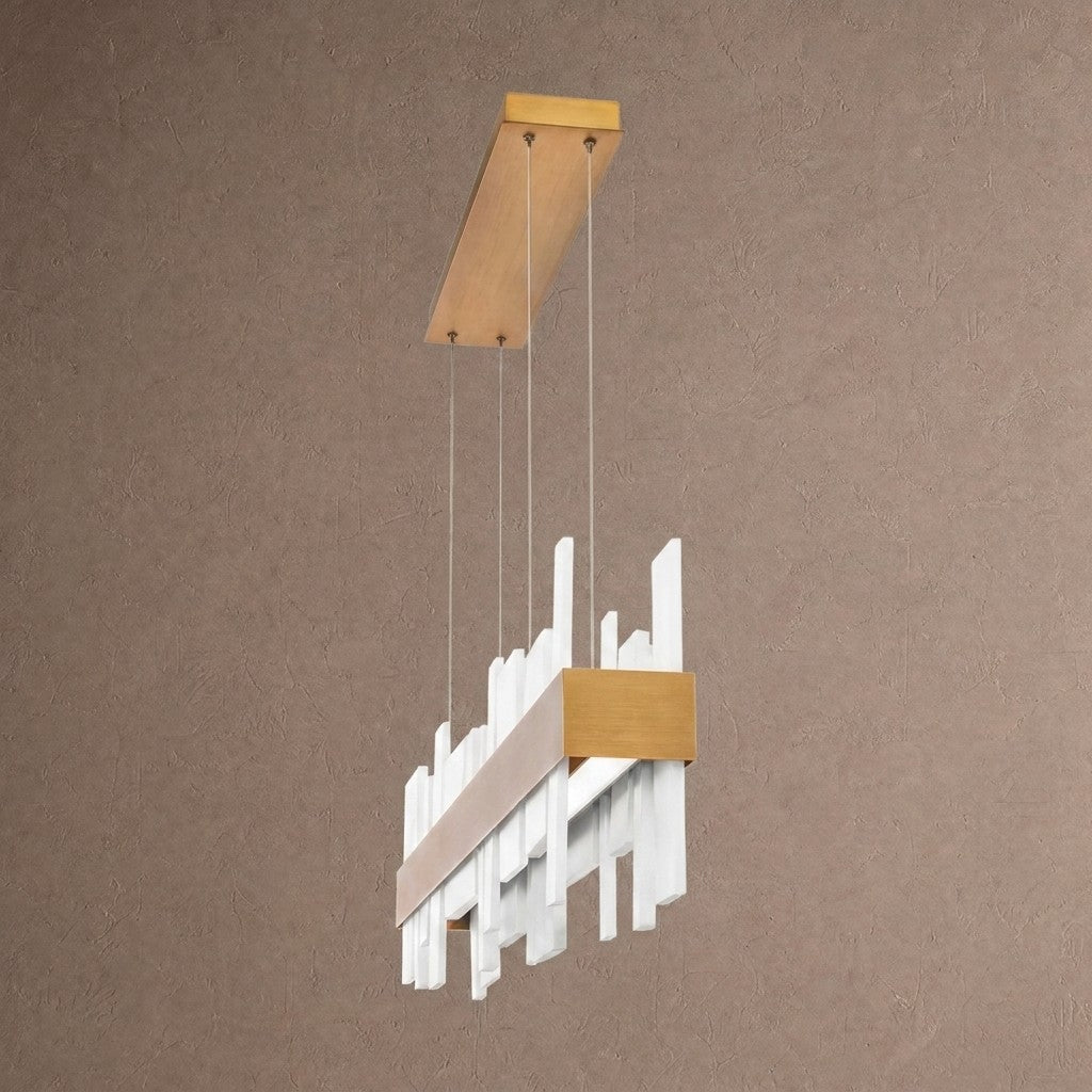 Acropolis 46in LED Linear Alabaster Chandelier - Brushed Nickelcasivra