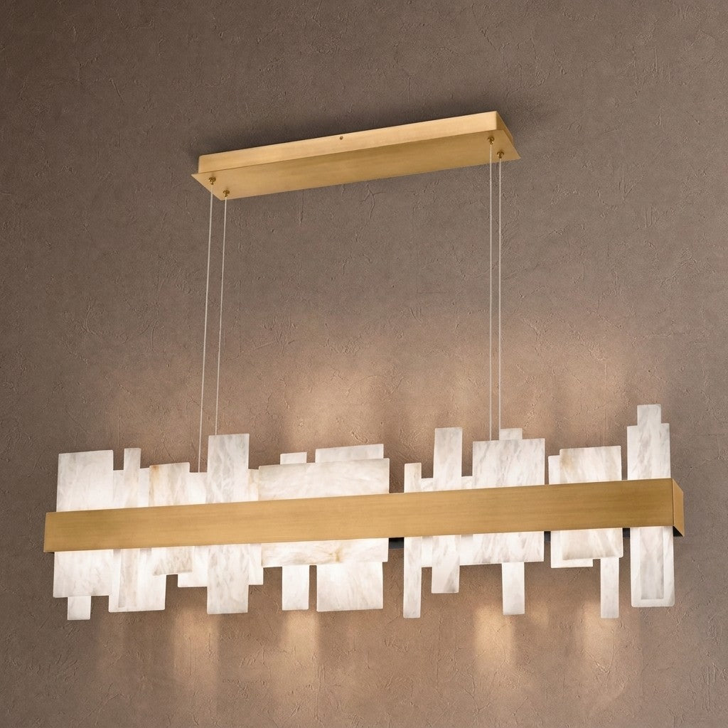 Acropolis 46in LED Linear Alabaster Chandelier - Brasscasivra