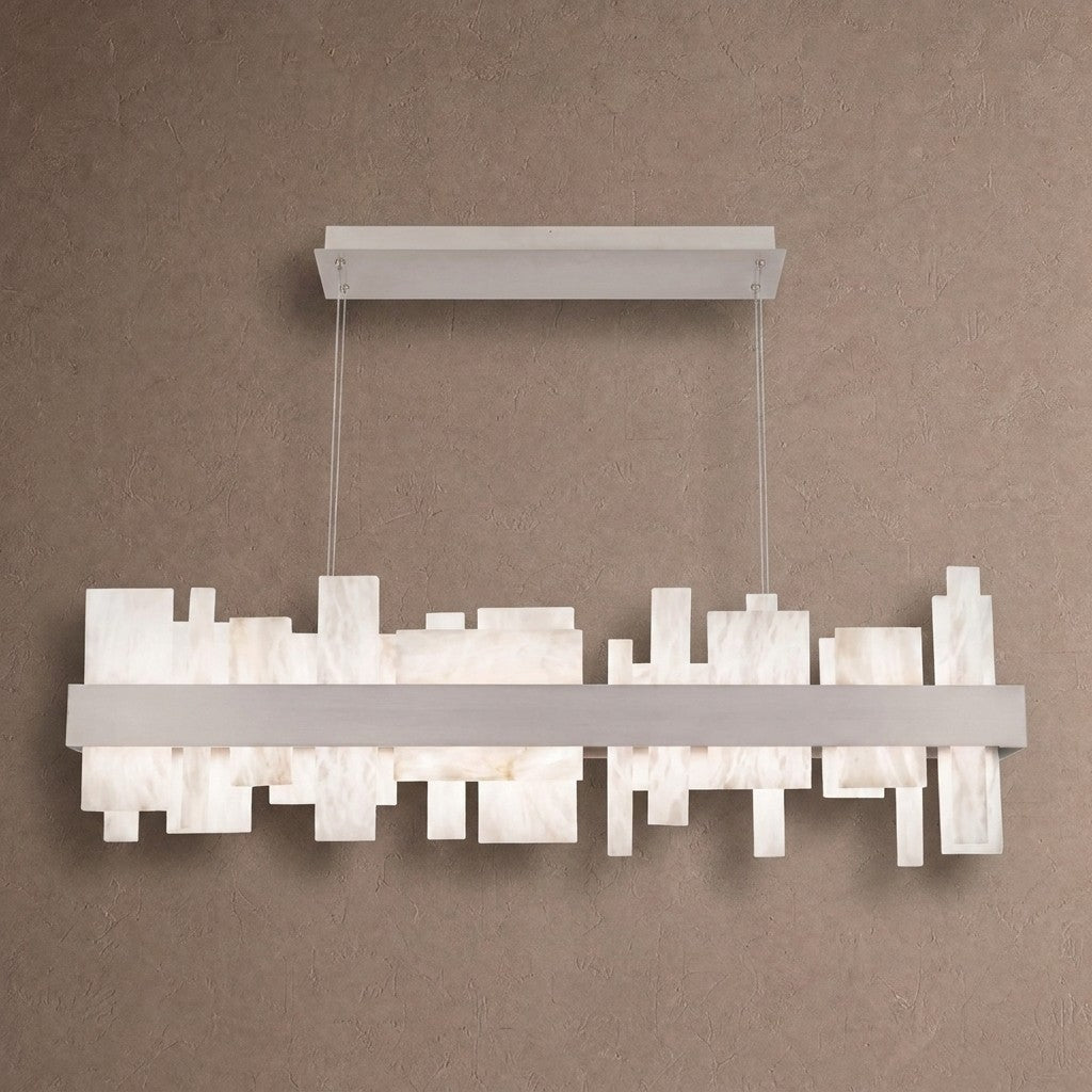 Acropolis 46in LED Linear Alabaster Chandelier - Brushed Nickelcasivra
