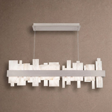 Acropolis 46in LED Linear Alabaster Chandelier - Brushed Nickelcasivra