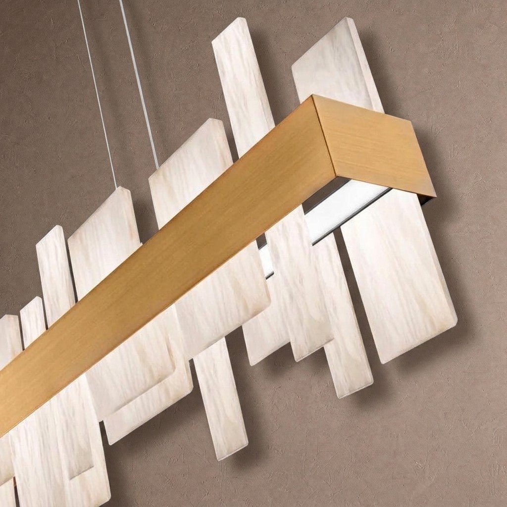 Acropolis 46in LED Linear Alabaster Chandelier - Brushed Nickelcasivra