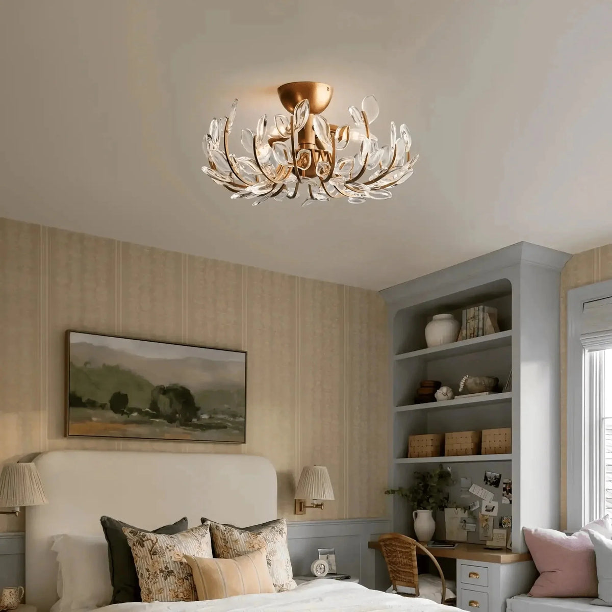 Adalie Flushmount in brass - modern bedroom lighting