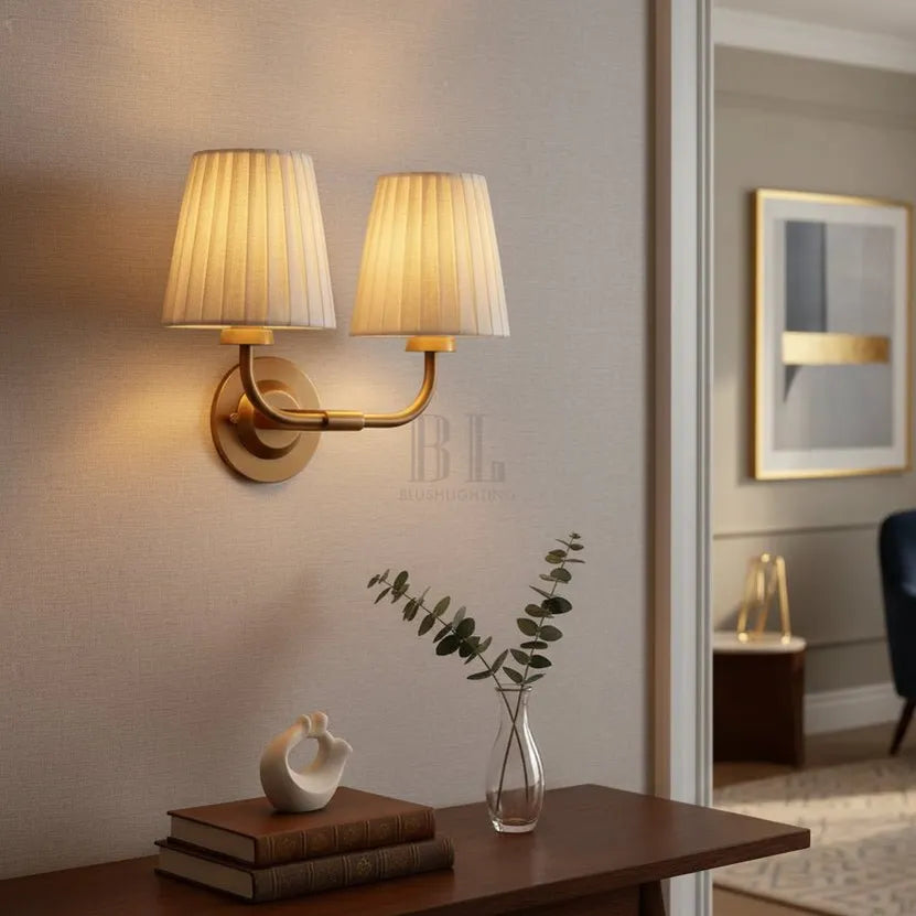 Amalfi Double Sconce - Pleated Whitecasivra