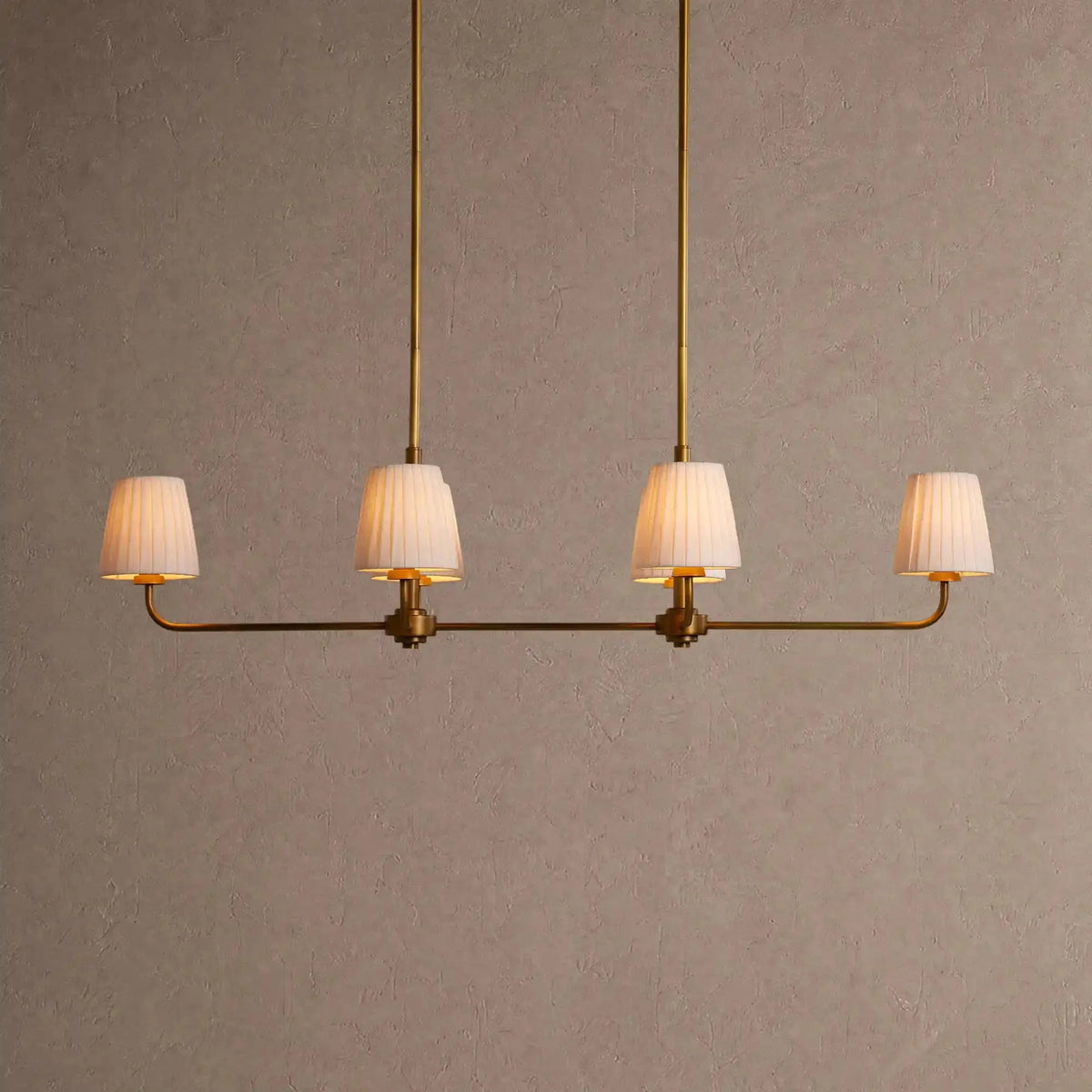 Amalfi Linear Chandelier - Pleated Whitecasivra
