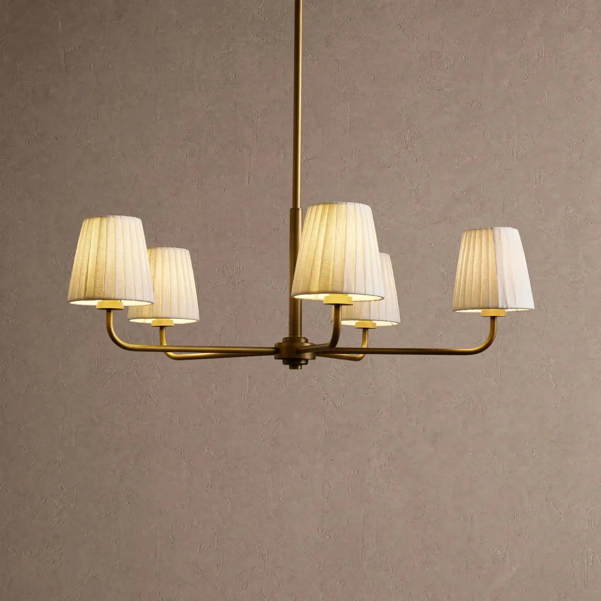 Amalfi Round Chandelier - Pleated Whitecasivra